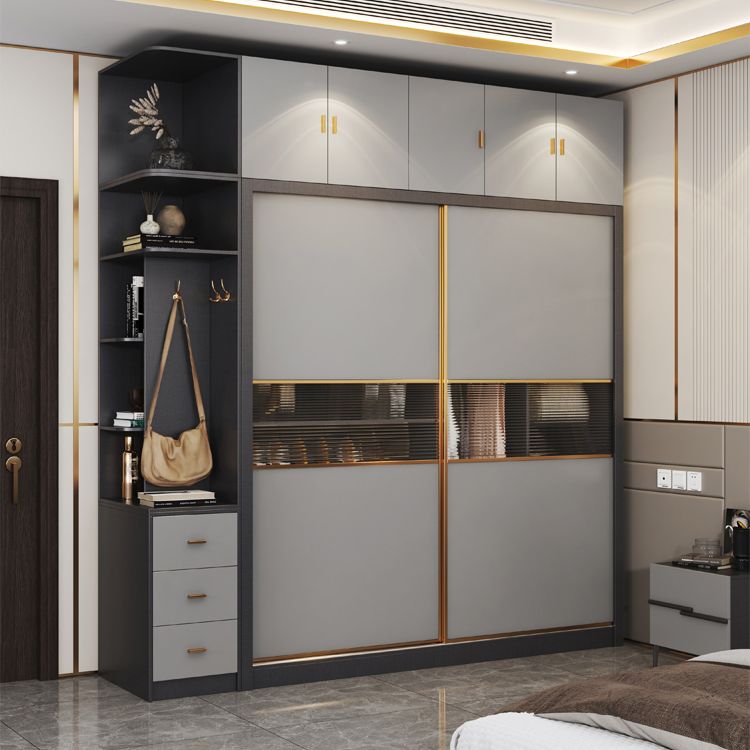 Sliding Engineered Wood Wardrobe Cabinet Modern Wardrobe Armoire