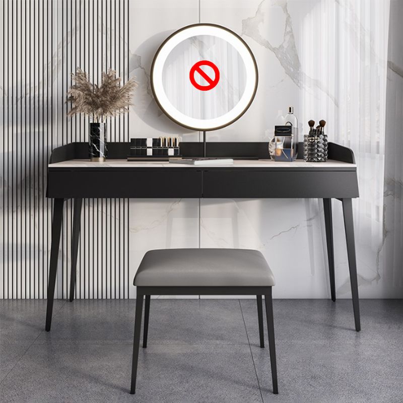 Bedroom Stone Make-up Vanity Desk 31.5"/39.37"/47.24" W, Black/Khaki Finish