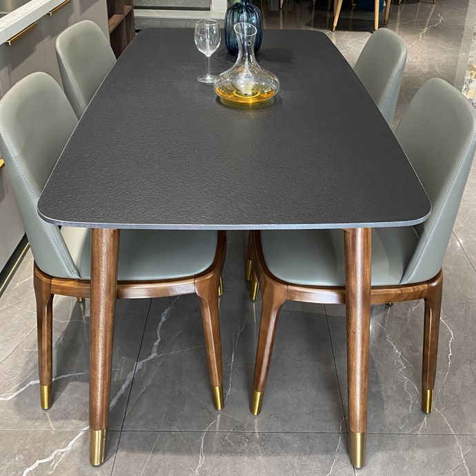 Contemporary Kitchen Dinner Table Rectangle Wood Base Dining Table
