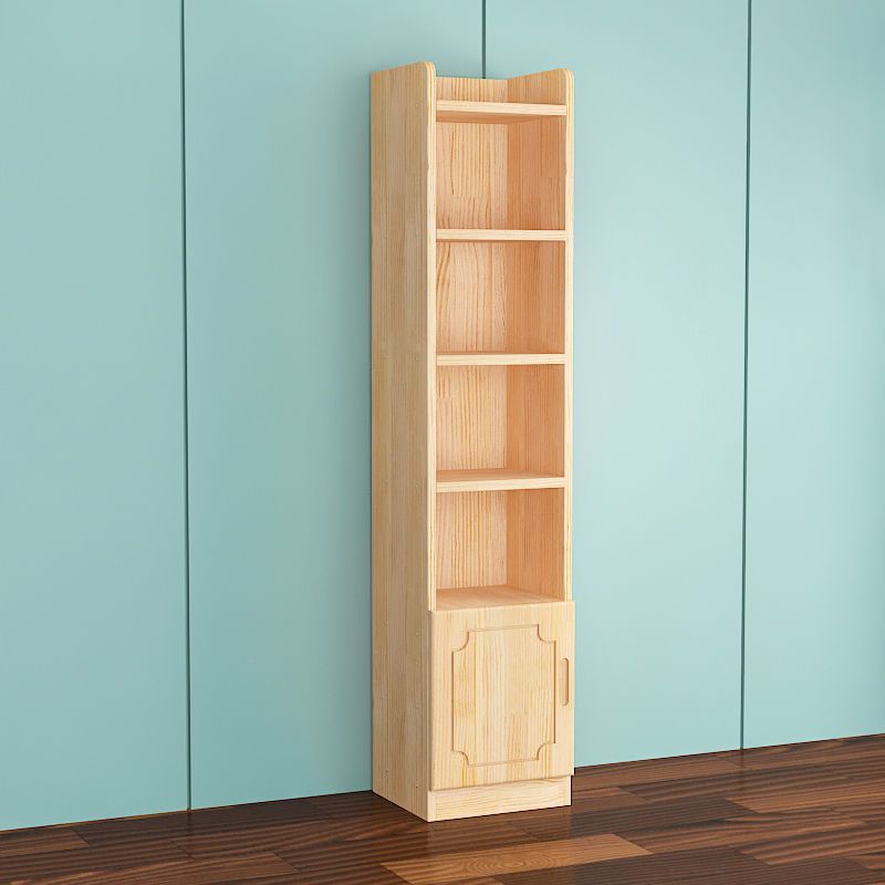 Modern Pine Bookcase 9.5" W Closed Storage Bookshelf with Shelves