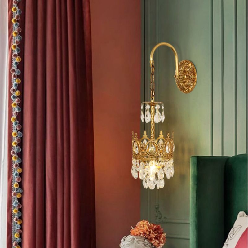 Nordic Style Wall Mount Light Cylinder Shape Crystal Wall Lamp for Bedroom