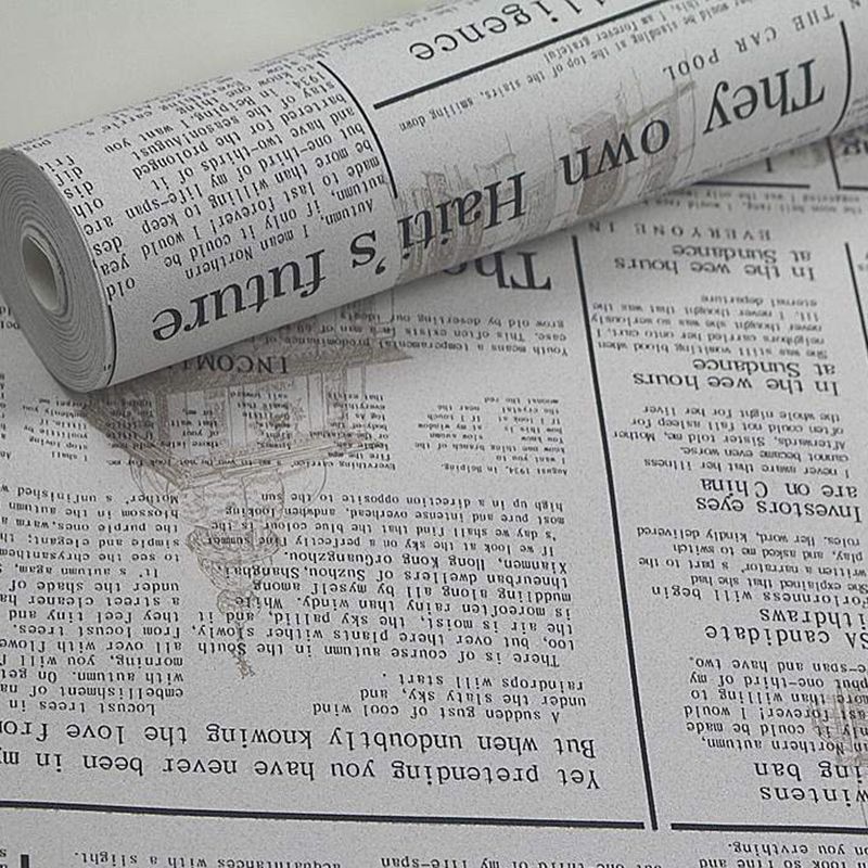 Retro Wall Decor Newspaper in American Style Non-Pasted Wallpaper, 21"W * 33'L