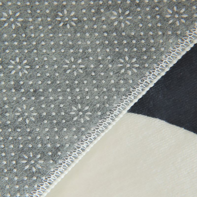 Black Living Room Area Carpet Color Block Polyester Area Rug Anti-Slip Easy Care Rug