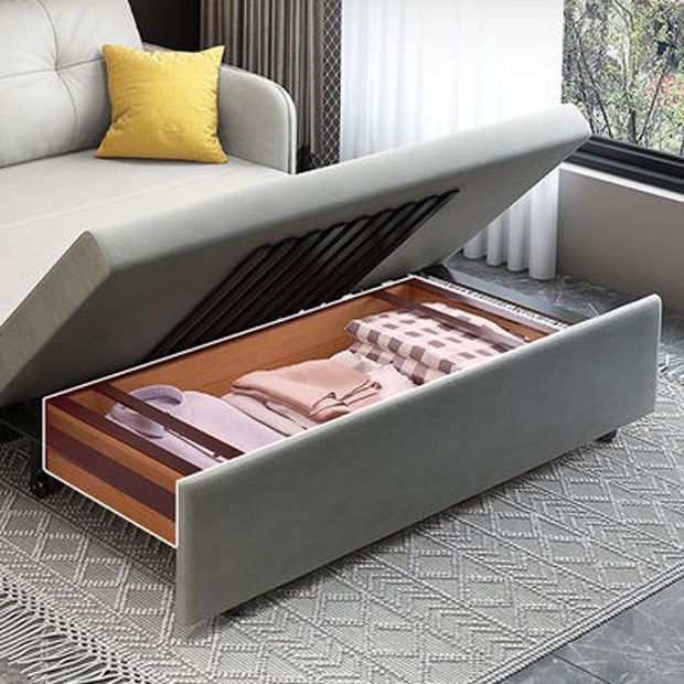 Faux leather Sleeper Sofa Light 32.67" Wide Gray Sofa Bed with Upholstered