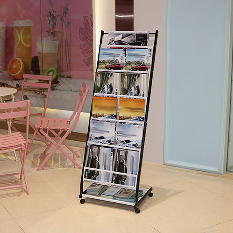 Contemporary Vertical Metal Bookshelf Closed Back Bookcase with Shelves