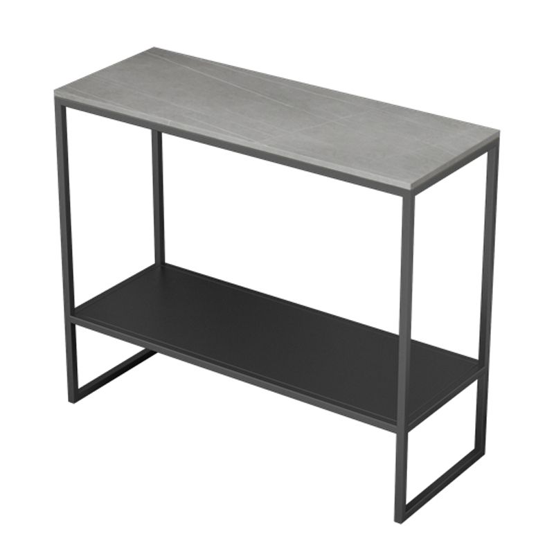 Rectangular Slate Top End Table Modern Shelf Included Side Table - 25.6" W