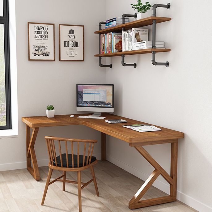 Solid Wood L-Shape Writing Desk Modern Meeting Desk for Office