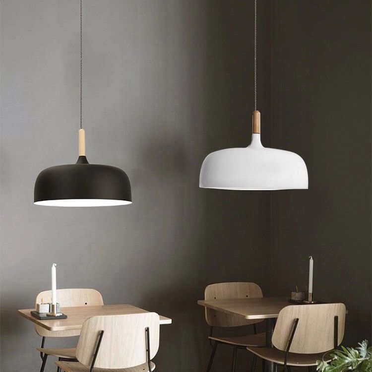 Macaroon Style Single Light Dome Shade Hanging Light 12.5" Wide Nordic Simplicity Lighting Fixture for Dining Room