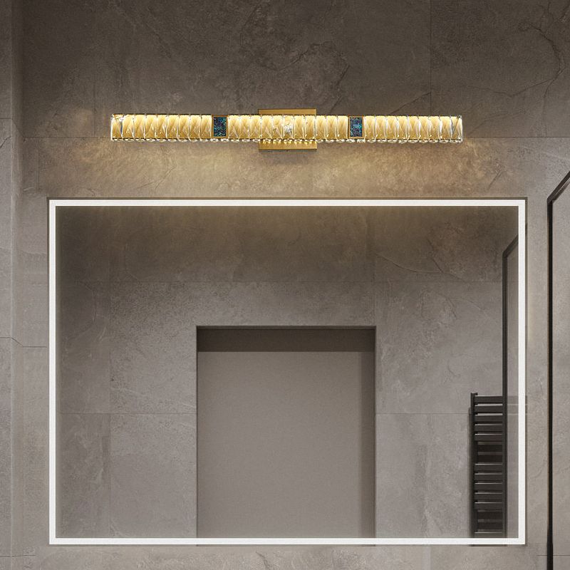 Postmodern Metal Wall Sconce Geometric Shape Vanity Lamp with Crystal Shade for Bathroom