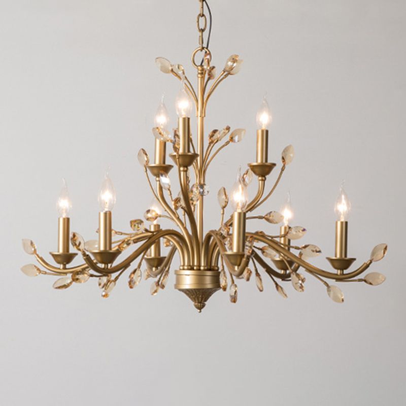 Bernsteinkristallzweig Anhänger Kronleuchter rustikaler Schlafzimmer Suspensionsbeleuchtung in Gold