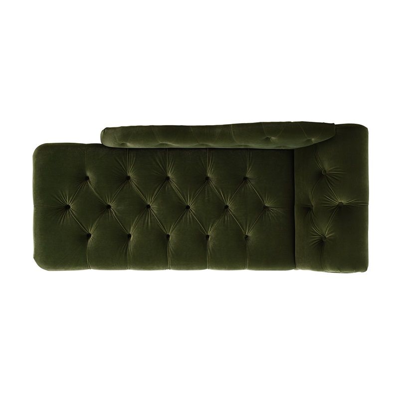 Velvet Rolled Arms Chaise Luxury Solid Wood Chaise for Living Room