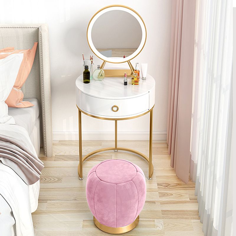 Wood and Metal Vanity Table in White/Green Makeup Desk with 1 Drawer