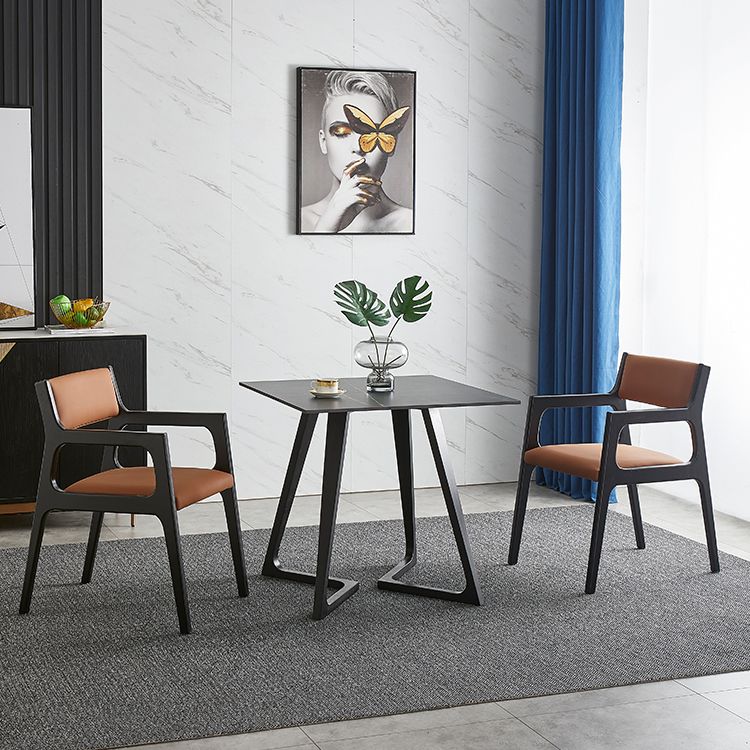 Meubles de style industriel de table à manger en pierre de double piédestal pour d'intérieur
