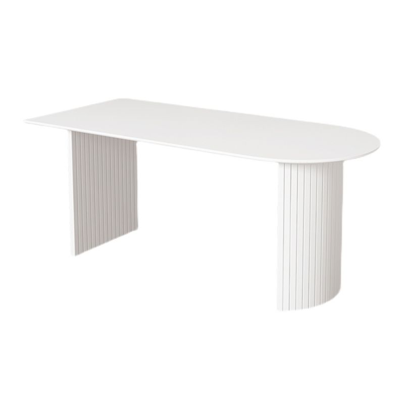 Sintered Stone Dining Table Modern White Dining Table with Wooden Base