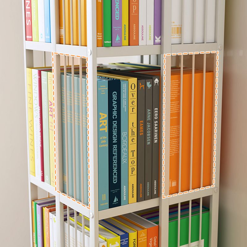 Modern Metal Bookshelf Pure White Standard Vertical Closed Back Bookcase