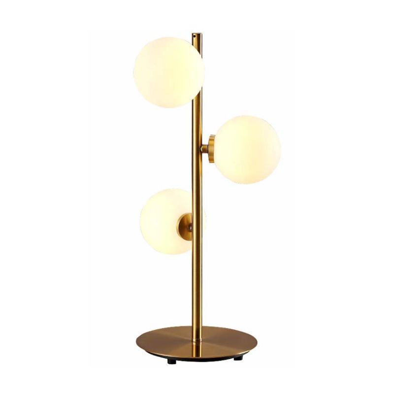 3 Lights Table Lamps Post Modern Style Gold Table Light with Globe White Glass Shade