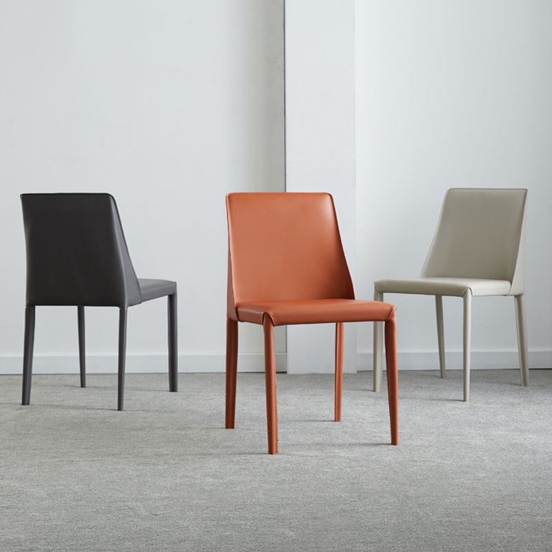 Contemporary Leather Armless Dining Chair Metal Dining Room Chairs for Home Use