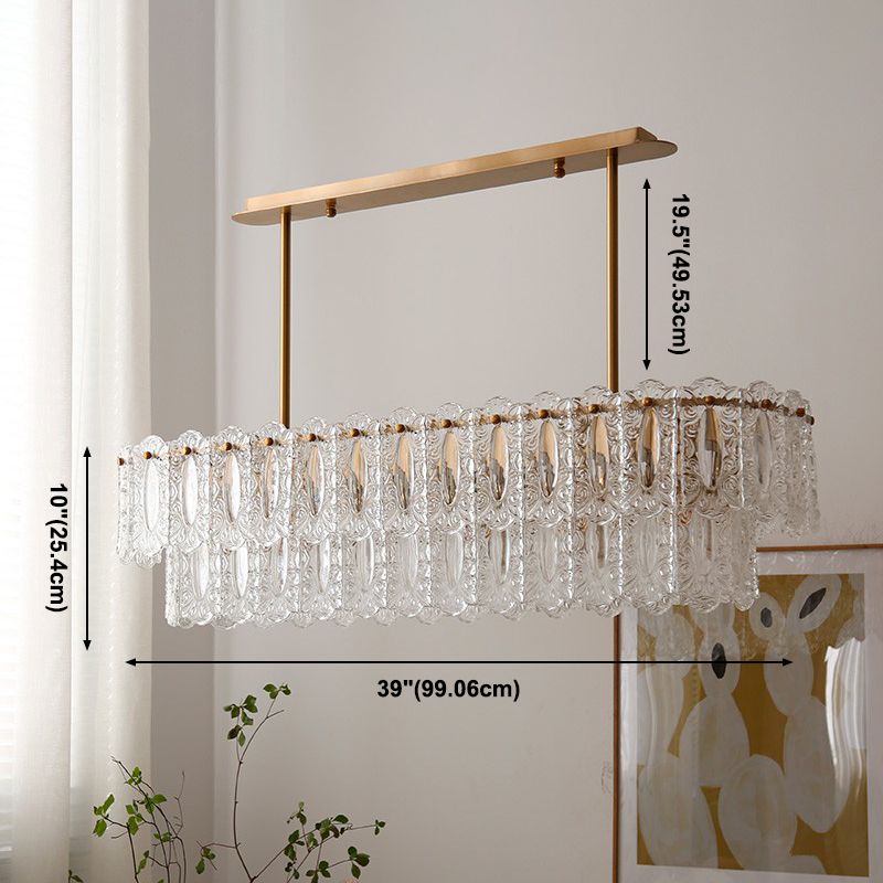 Shaded Island Lighting Fixture Minimalist-Style Glass Brass Island Pendant Light