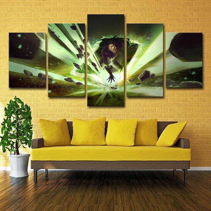 Wizard Wall Art Decor Kids Magic Game Character Canvas Print in Green for Boys Room