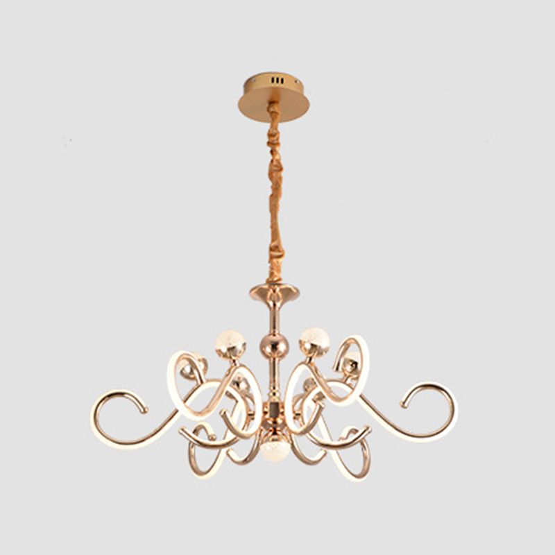 Accesorios de iluminación de lámpara de estilo posmoderno araña colgante de metal en oro