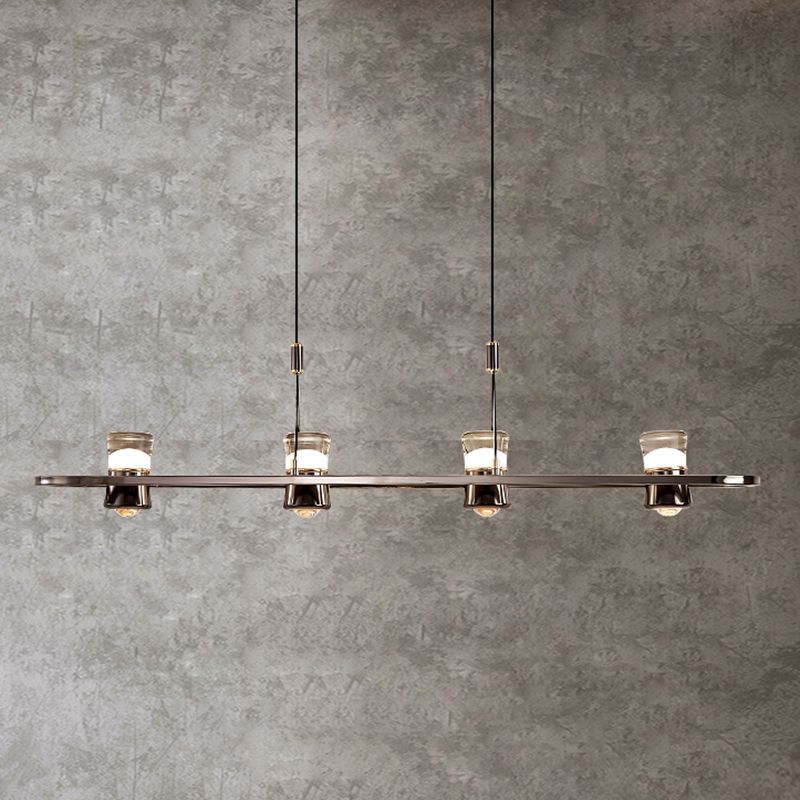 Contemporary Hanging Light Metal Island Light Fixture in Black for Dining Room