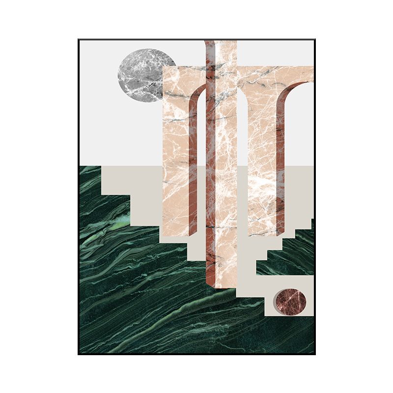 Illustration Abstract Wall Art Print Textured Nordic Dining Room Canvas in Dark Color