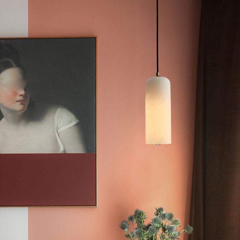 Moderner Stil Anhänger Lichtzylinderstein hängen Licht in Weiß für Bett