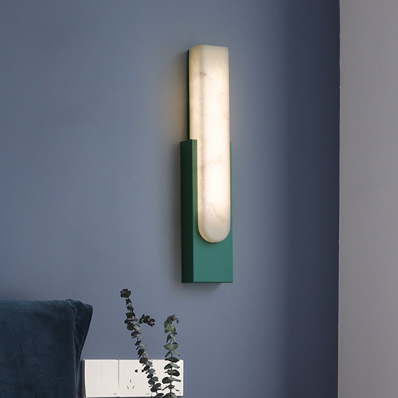 Stone Rectangular Wall Sconce Lighting Modern Style 1 Light Wall Lighting Fixtures