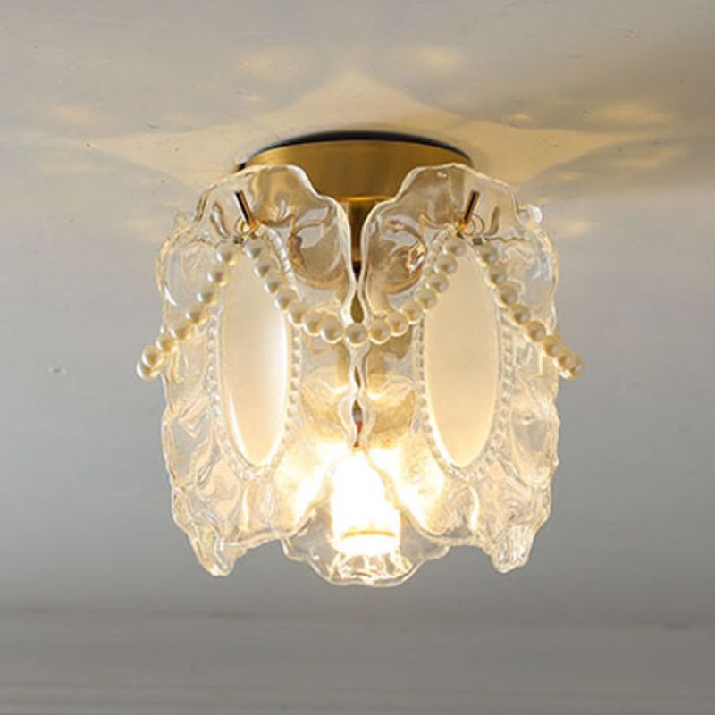 Modern Simple Ceiling Light Geometry Shape Ceiling Lamp with Glass Shade for Bedroom