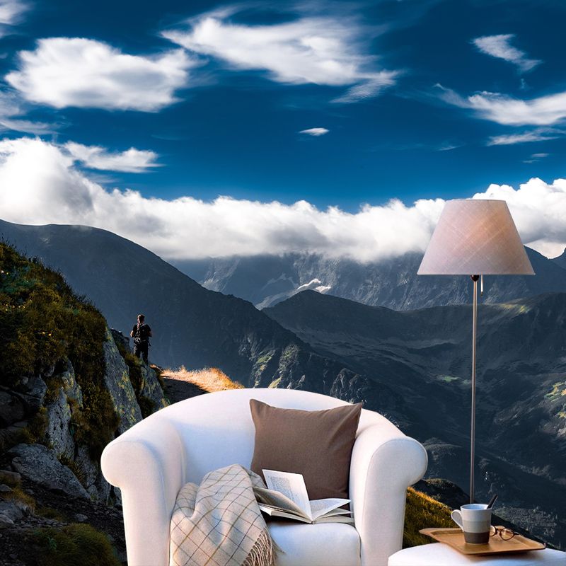 Horizontal Photography Mountain Mural Environment Friendly Wallpaper for Room