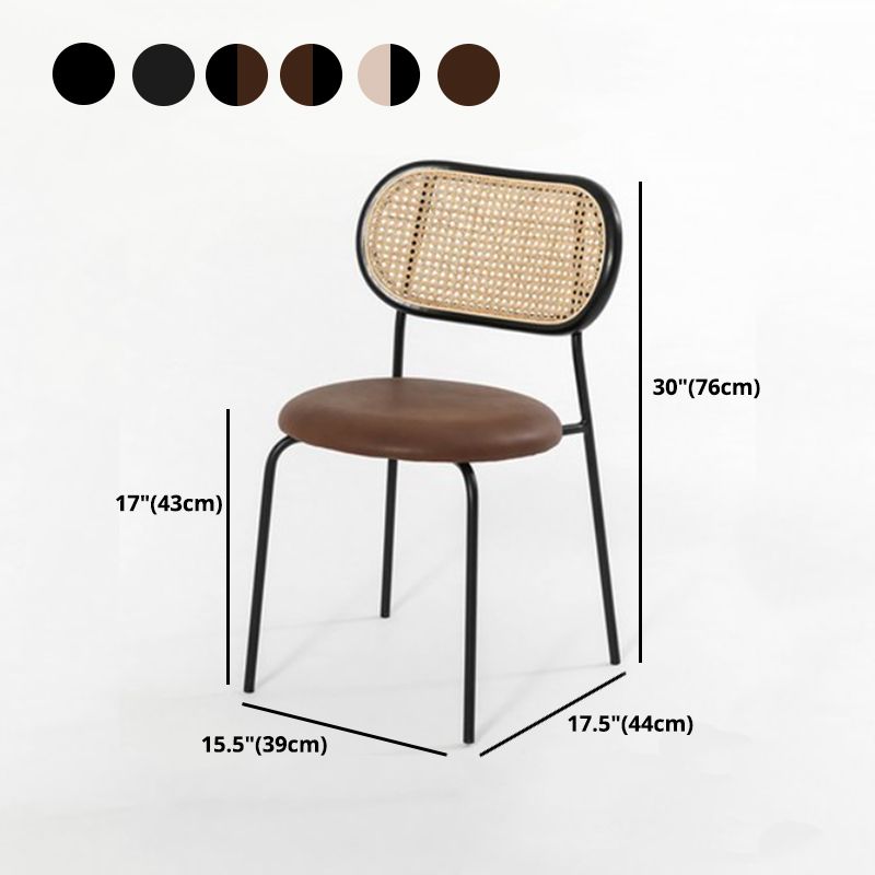 Modern Style PU Leather Chair Cane Back Armless Dining Chair