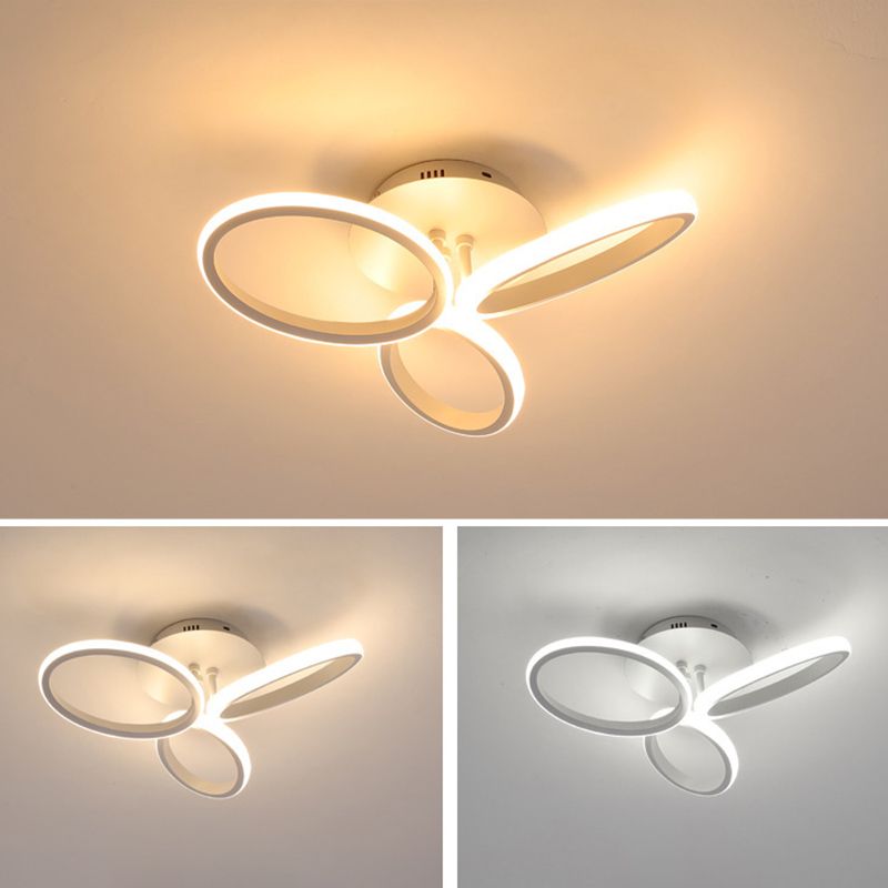 Minimalist Floral Semi Flush Mount Lighting Metal LED Bedroom Ceiling Lighting