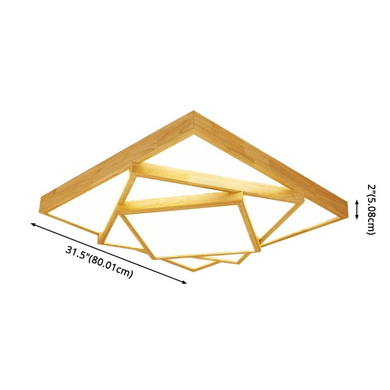 Luminaire encastré en bois à trois niveaux pour le salon Nordic beige LED plafonnier
