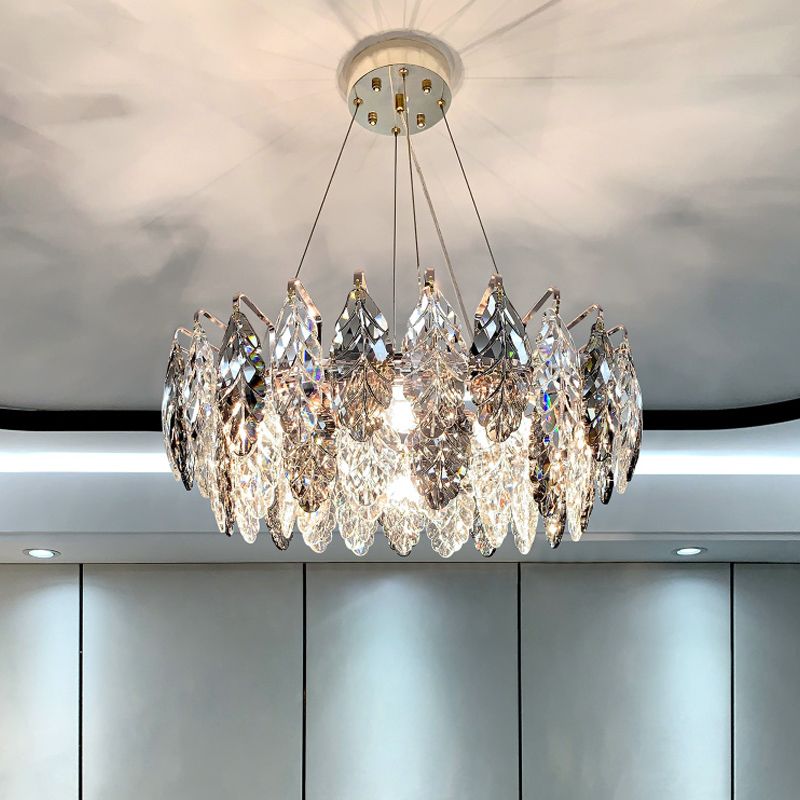 Luci a sospensione geometrica Modern Crystal Crystal Apparecchiatura dell'illuminazione a sospensione in grigio per soggiorno