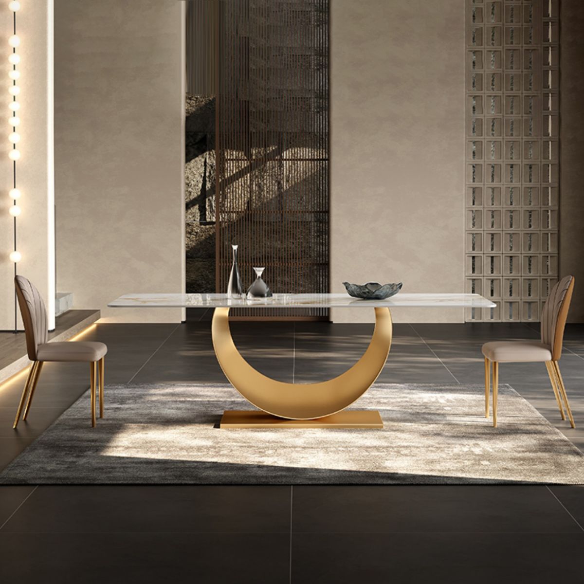 Glam 1/3/4/5/7 Pieces Dining Set Sintered Stone Dining Table Set