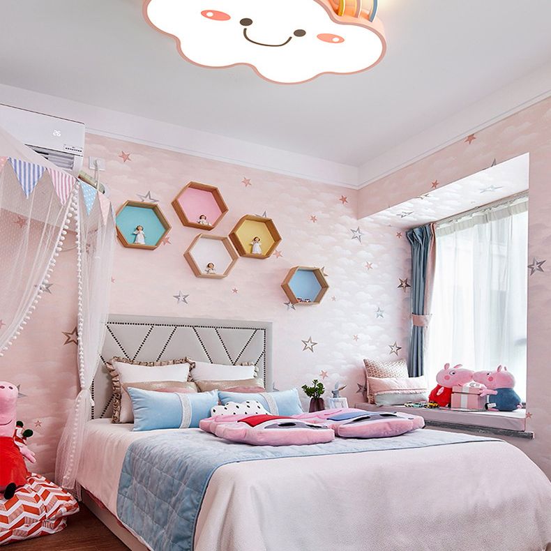 Rose Rainbow et Cloud Flushmount Light LED Contemporaine Acrylique Flushmount Ceiling Lamp