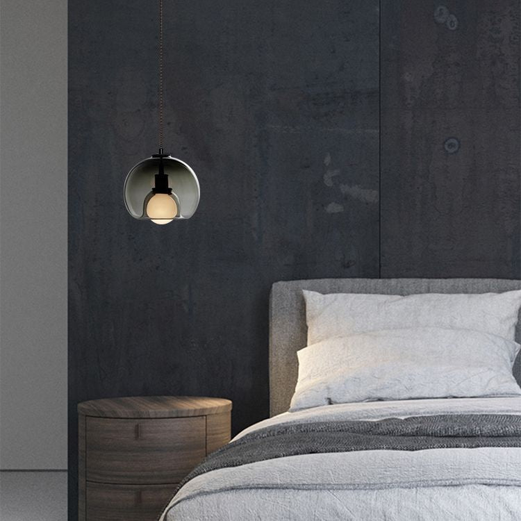 1-Ligth Clear Glass Pendant Lighting Fixtures Minimalism Ceiling Pendant for Dining Room