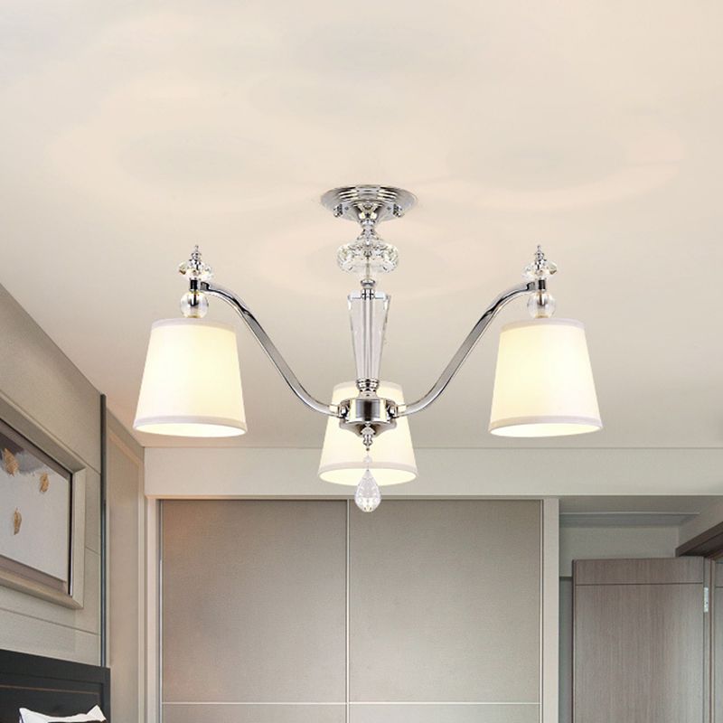 Moderno Barril Semi de Cañón Tejido 3/6 Luces de salón de cristal Cerca de la lámpara de techo en Chrome