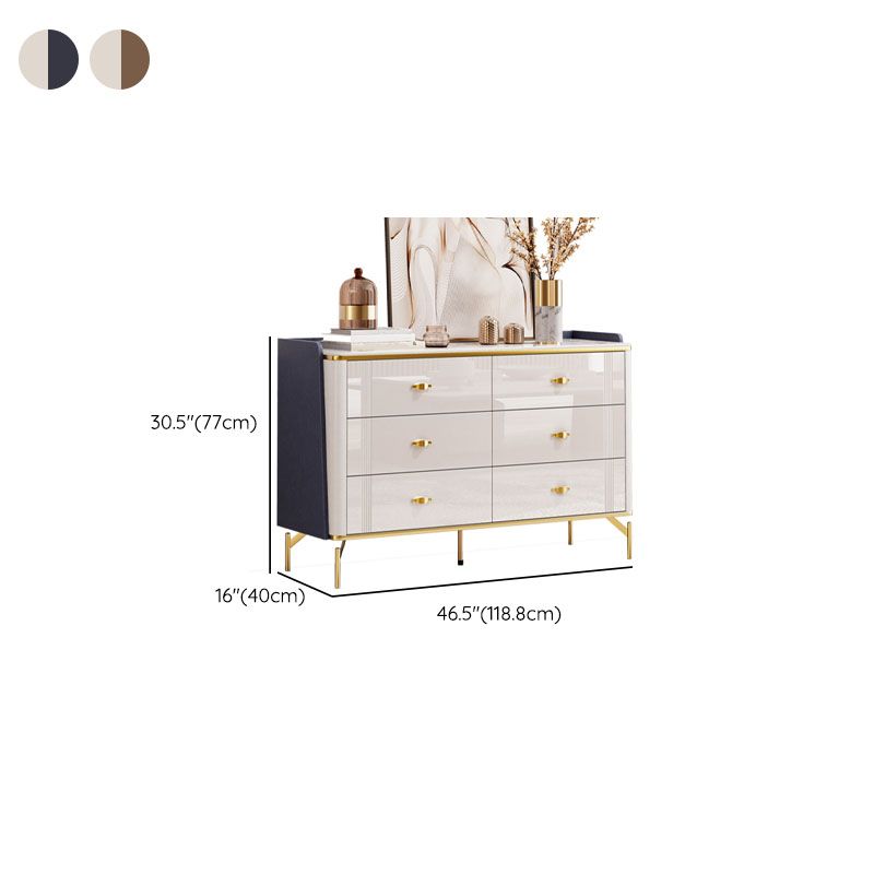 Glam Stone Storage Chest Bedroom Chest in White with Metal Legs
