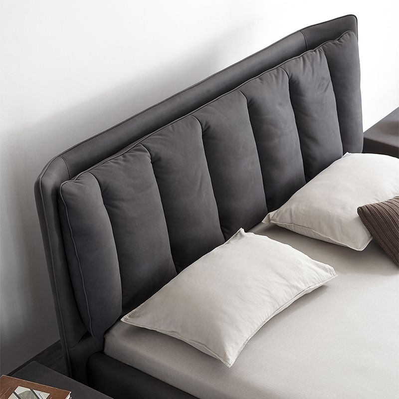 Contemporary 44.49-inch H Faux Leather Wingback Bed with Headboard