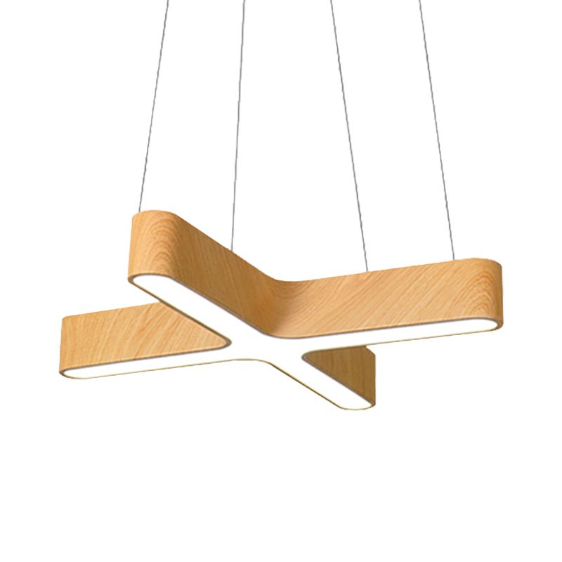 Lampe suspendue en bois de bois LED moderne 23,5 "/35,5" de largeur de plafond de largeur de largeur avec diffuseur opaline