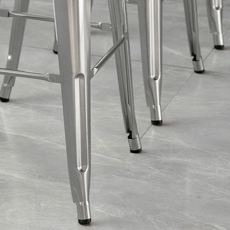 Modern Square Dining Stools Metal Armless Barstools with Footrest