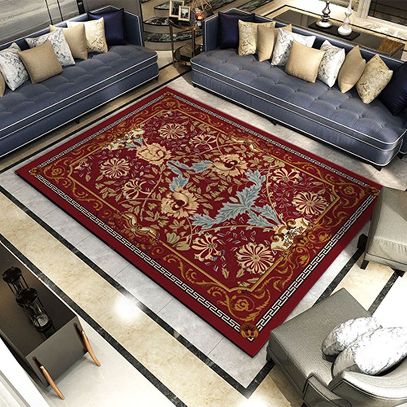 Navy Modern Rug Polyester Graphic Area Rug Non-Slip Backing Rug for Home Decor