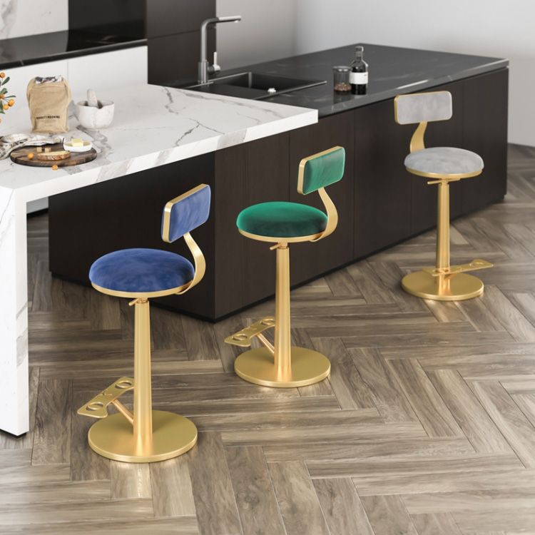Indoor Footrest Counter Chair Adjustable Height Metal Swivel Counter Bar Stool
