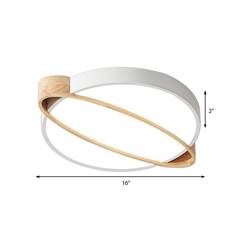 Orbit Design plafonnier nordique acrylique chambre à coucher LED Fluorescent blanc / vert / gris avec insert en bois ovale 16 "/ 19.5" / 23.5 "W