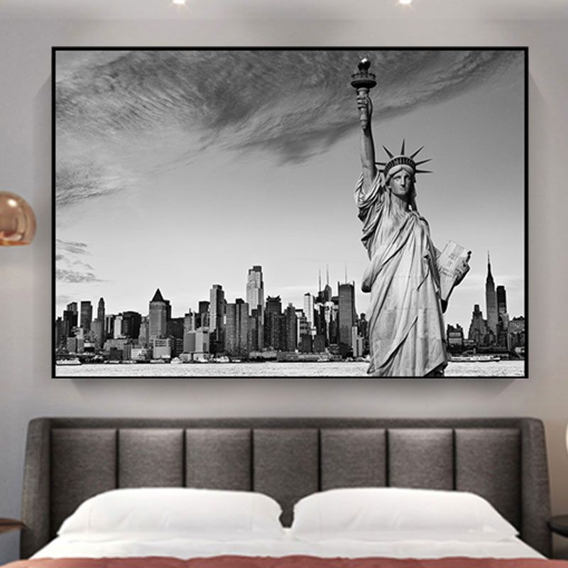 Scandinavian Landmark Wall Decor Grey for Parlor Canvas Art, Multiple Size Available