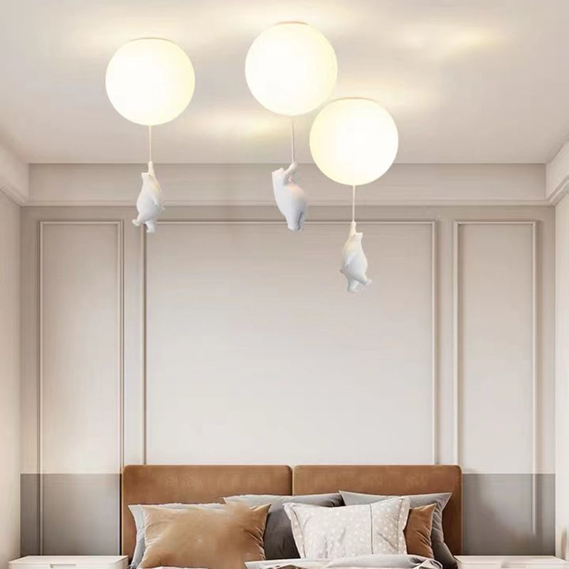 Contemporary Ceiling Lamp Creative Bear Flush Mount Light Fixture