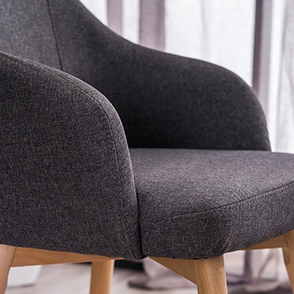 Contemporary Beech Solid Back Arm Chair Matte Finish Upholstered Dining Chair