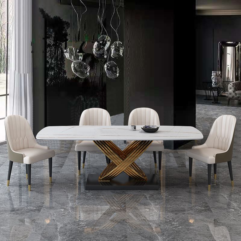 Luxury Sintered Stone Top Dining Set Rectangle 1/4/5/6 Pieces Dinette Table Set