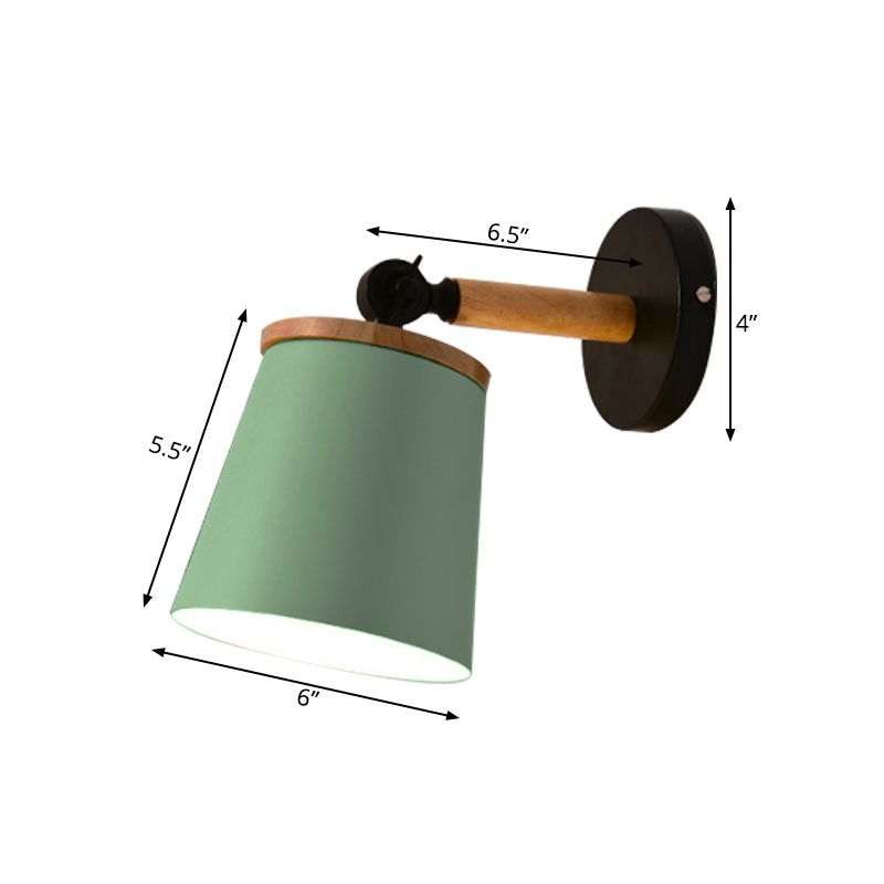 Single Light Trapezoid Sconce Light Rotatable Macaron Loft Metal Wall Lamp for Bedside